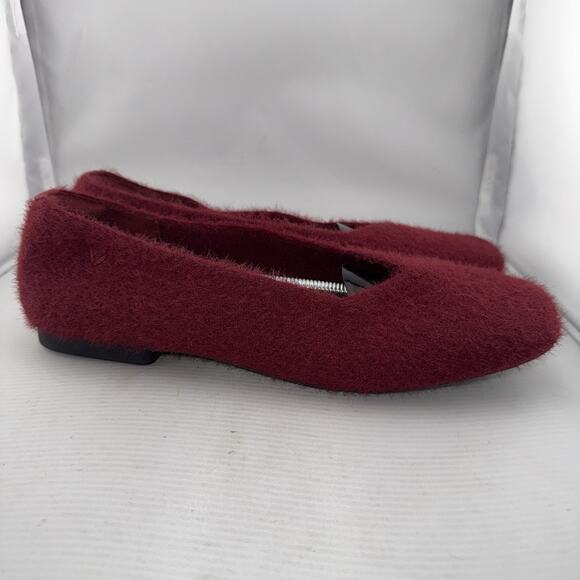 VIVAIA Margot 2.0 Fuzzy Knit Square Toe Flats Burgundy EU 42 US 11 Vegan Eco - Picture 7 of 12